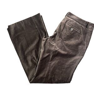 Women's Stretch Brown Velour Wide Leg Flare Dress Pants Size 6 Mid Rise Office